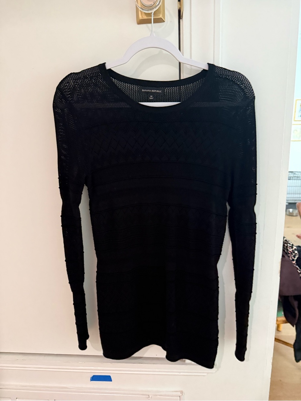 Banana Republic Black Open-Knit Long Sleeve Sweater